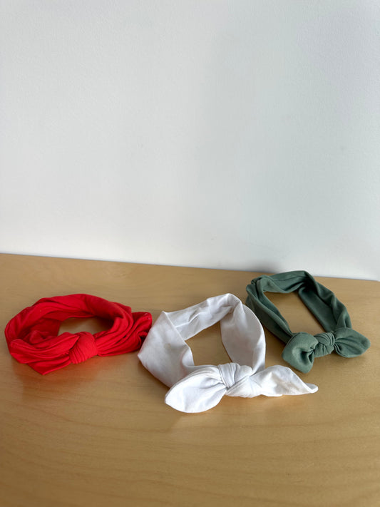 Red, White, Green Bow Headbands / 0-12m?