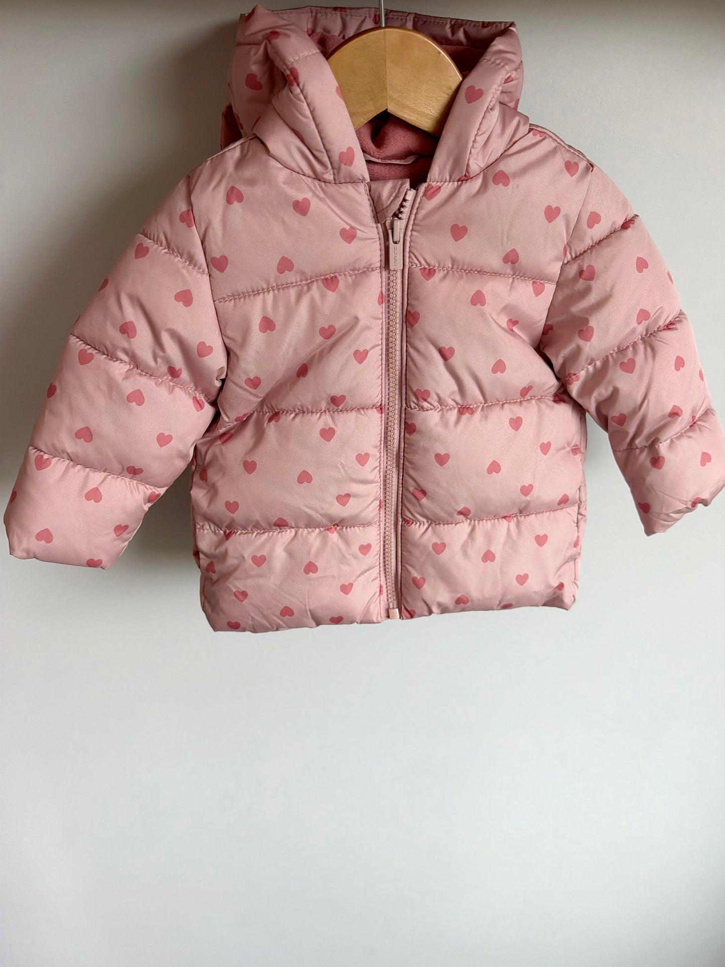 Heart Puffer Pink Jacket / 12-18m