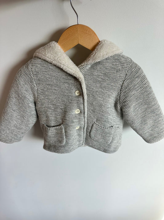 Gap Grey Thick Knit Bear Hoodie / 12-18m