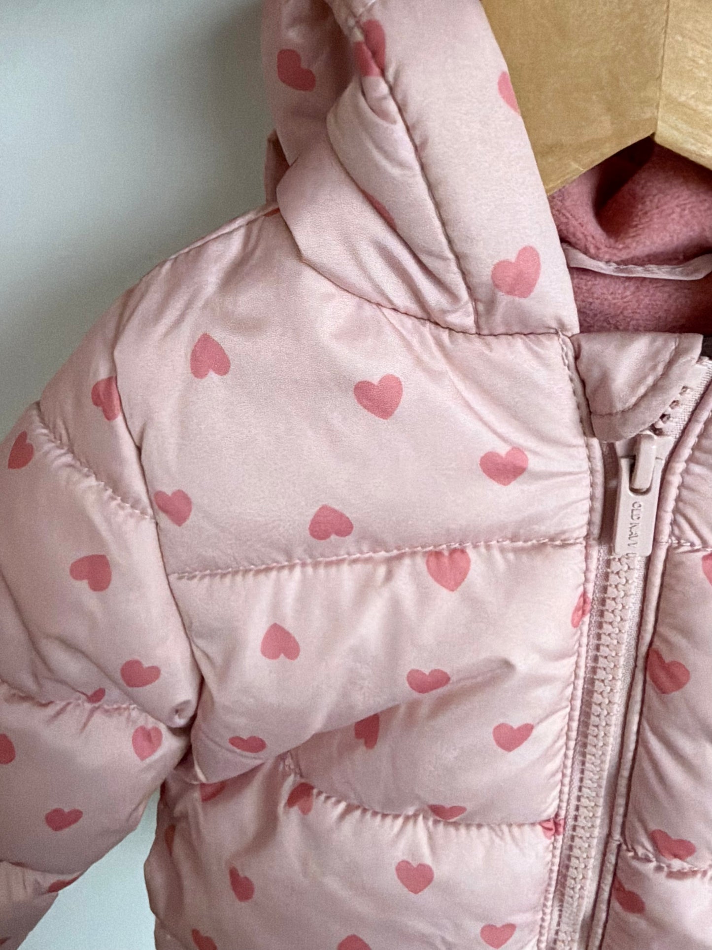 Heart Puffer Pink Jacket / 12-18m