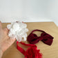 White + Red Flower + Burgundy Bow Headbands / 0-6m?