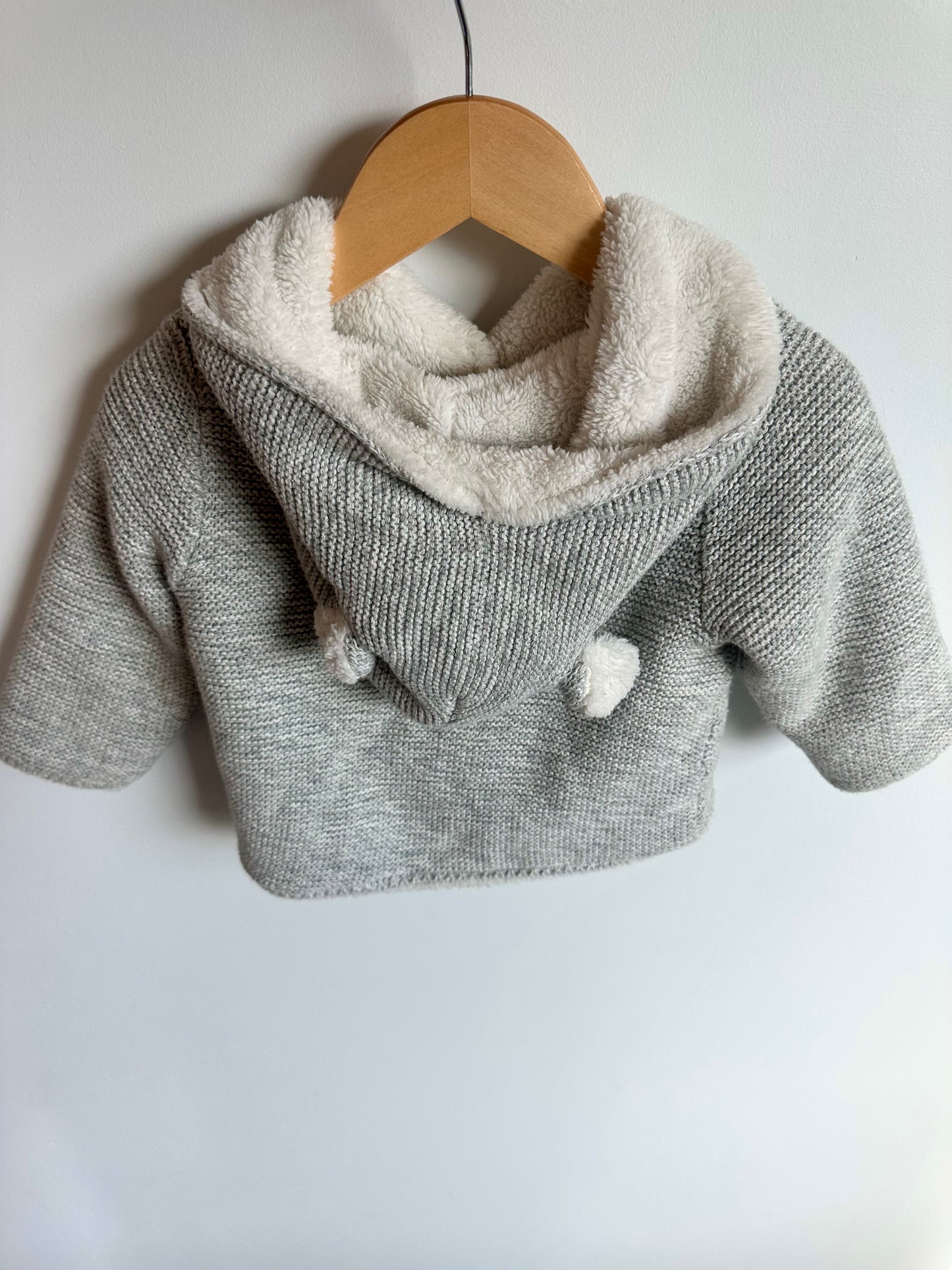 Gap Grey Thick Knit Bear Hoodie / 12-18m