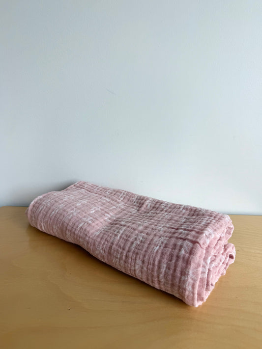 Pink Muslin Blanket with White Leaves
