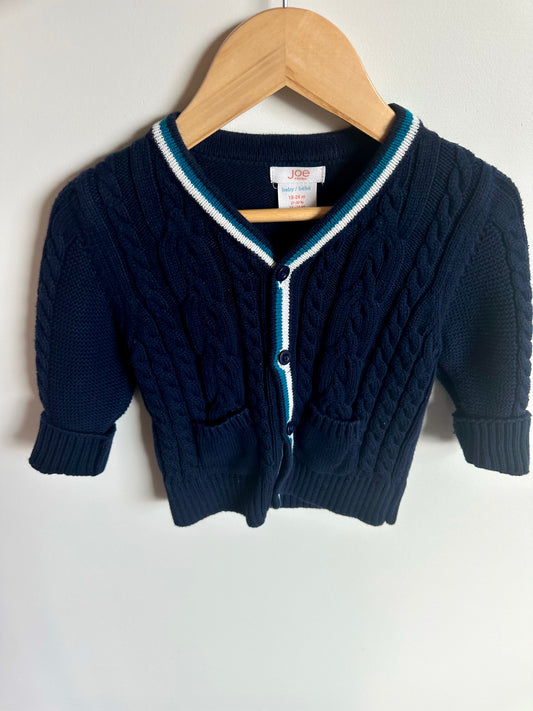 Navy Cable Knit Cardigan / 18-24m
