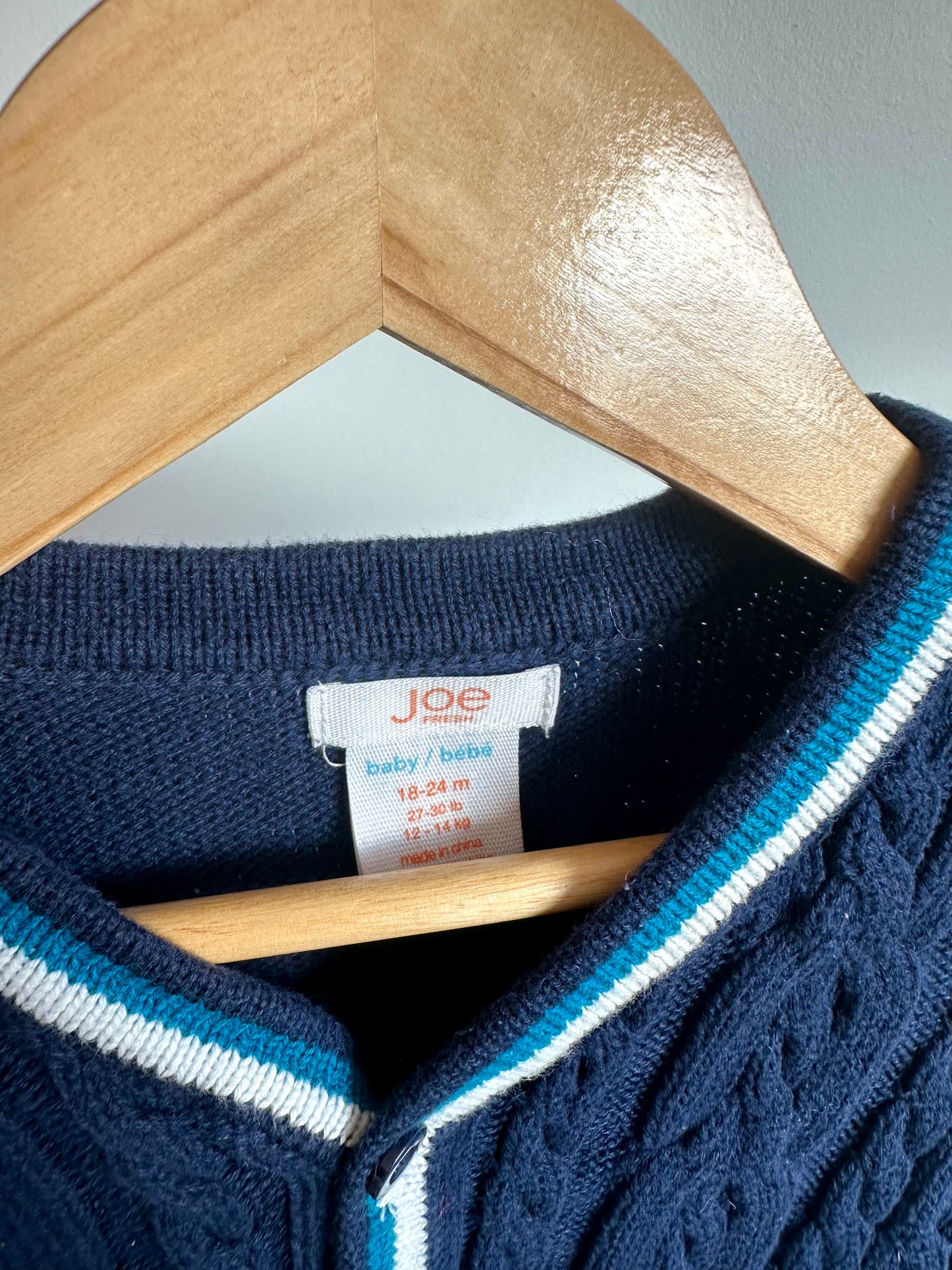 Navy Cable Knit Cardigan / 18-24m