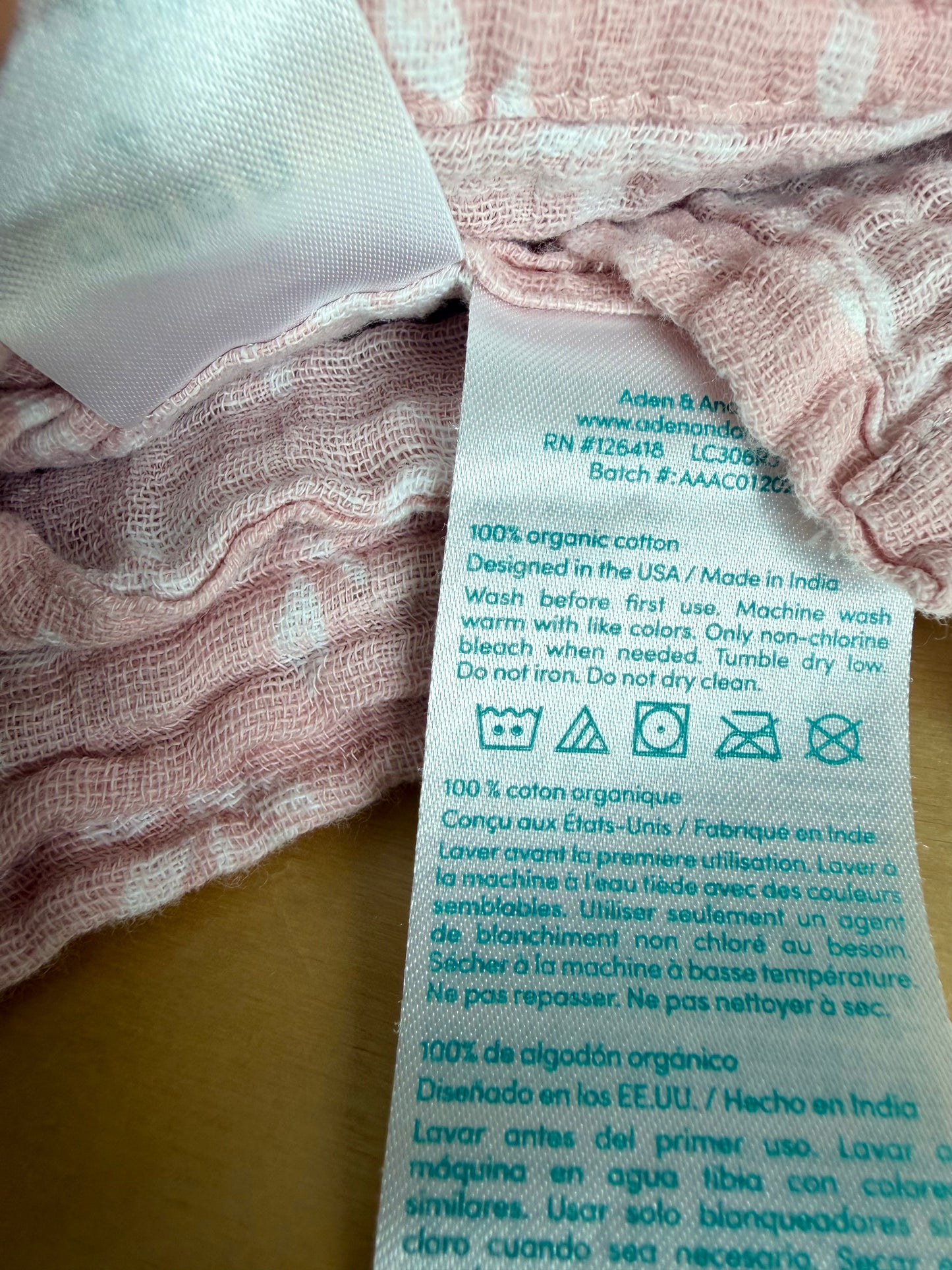 Pink Muslin Blanket with White Leaves
