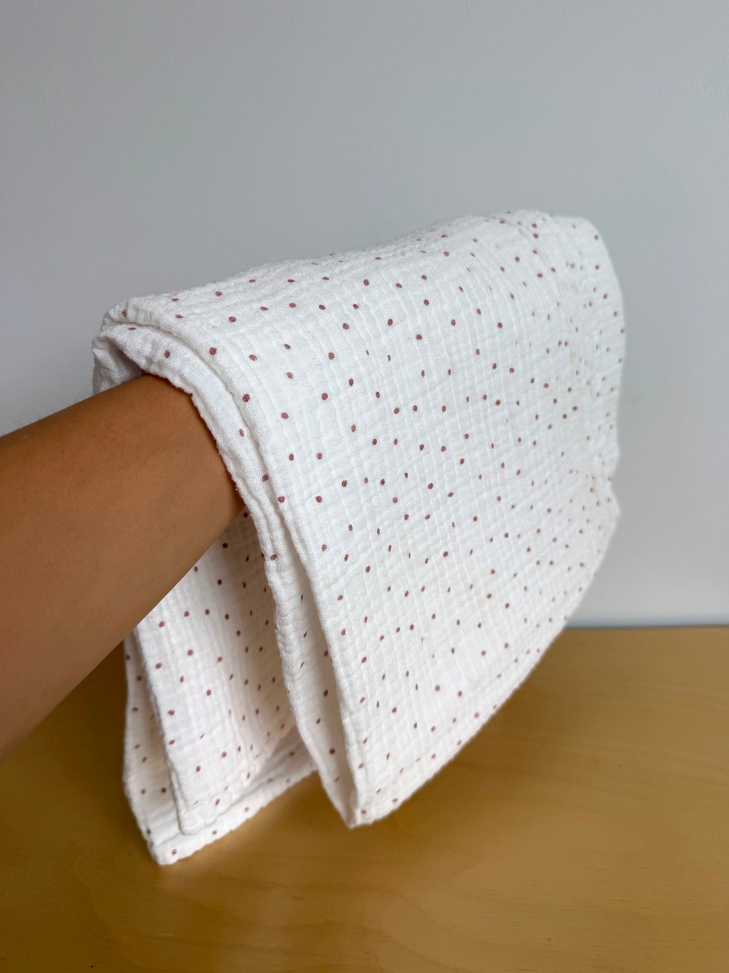 White Dot Cotton Receiving Blanket