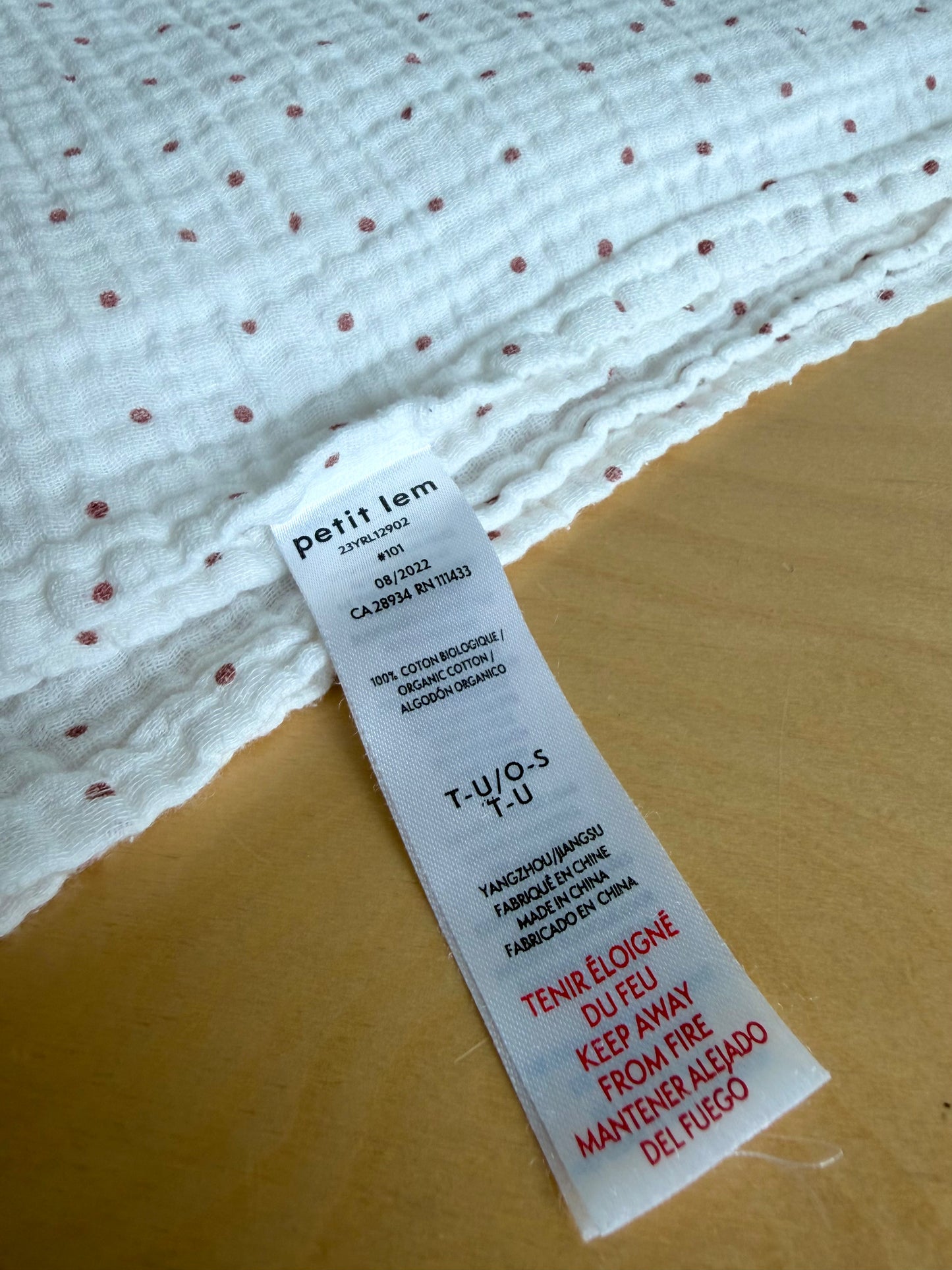 White Dot Cotton Receiving Blanket