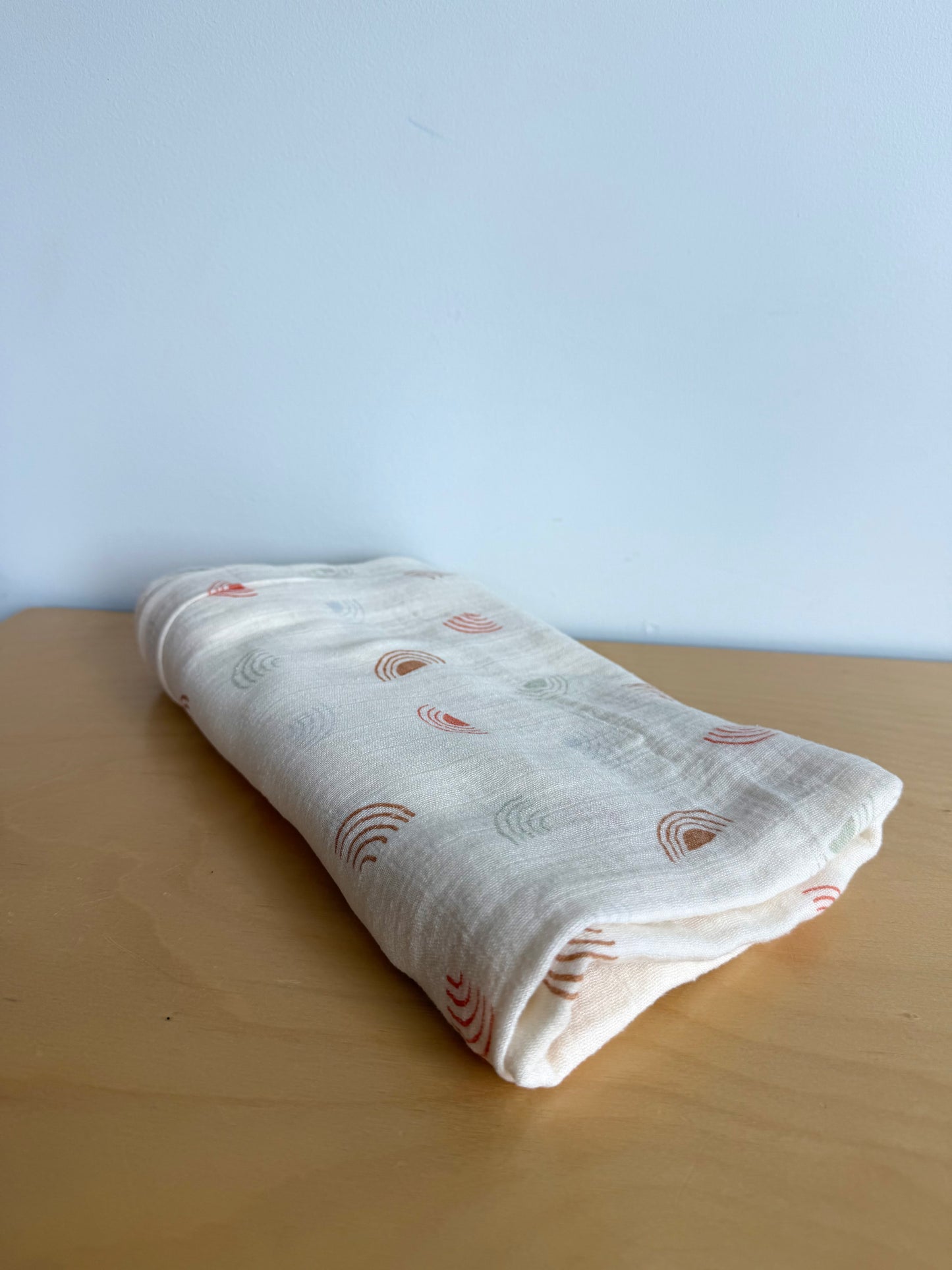 Organic Cotton Cream Rainbow Receiving Blanket