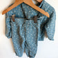 Blue Bow + Floral Hoodie + Pants Set / 3T