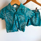 Teal Palm Button Up + Shorts Set / 4T