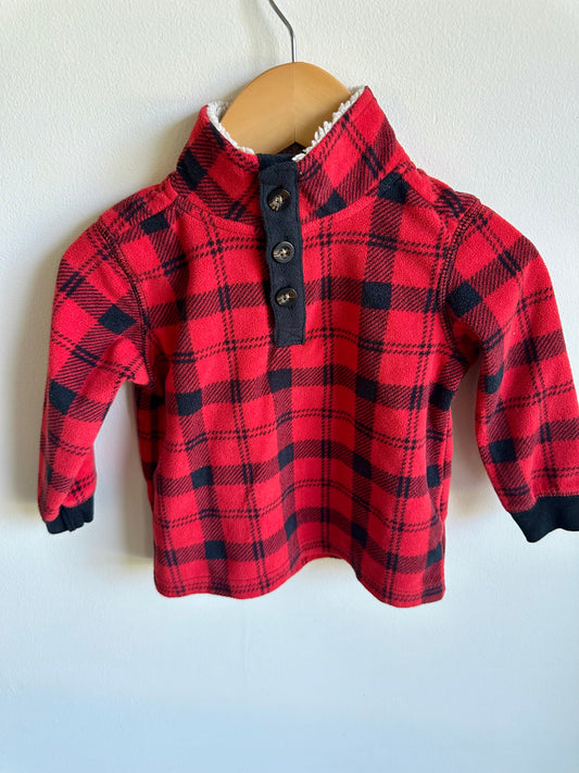 Fleece Plaid Sweater / 18m