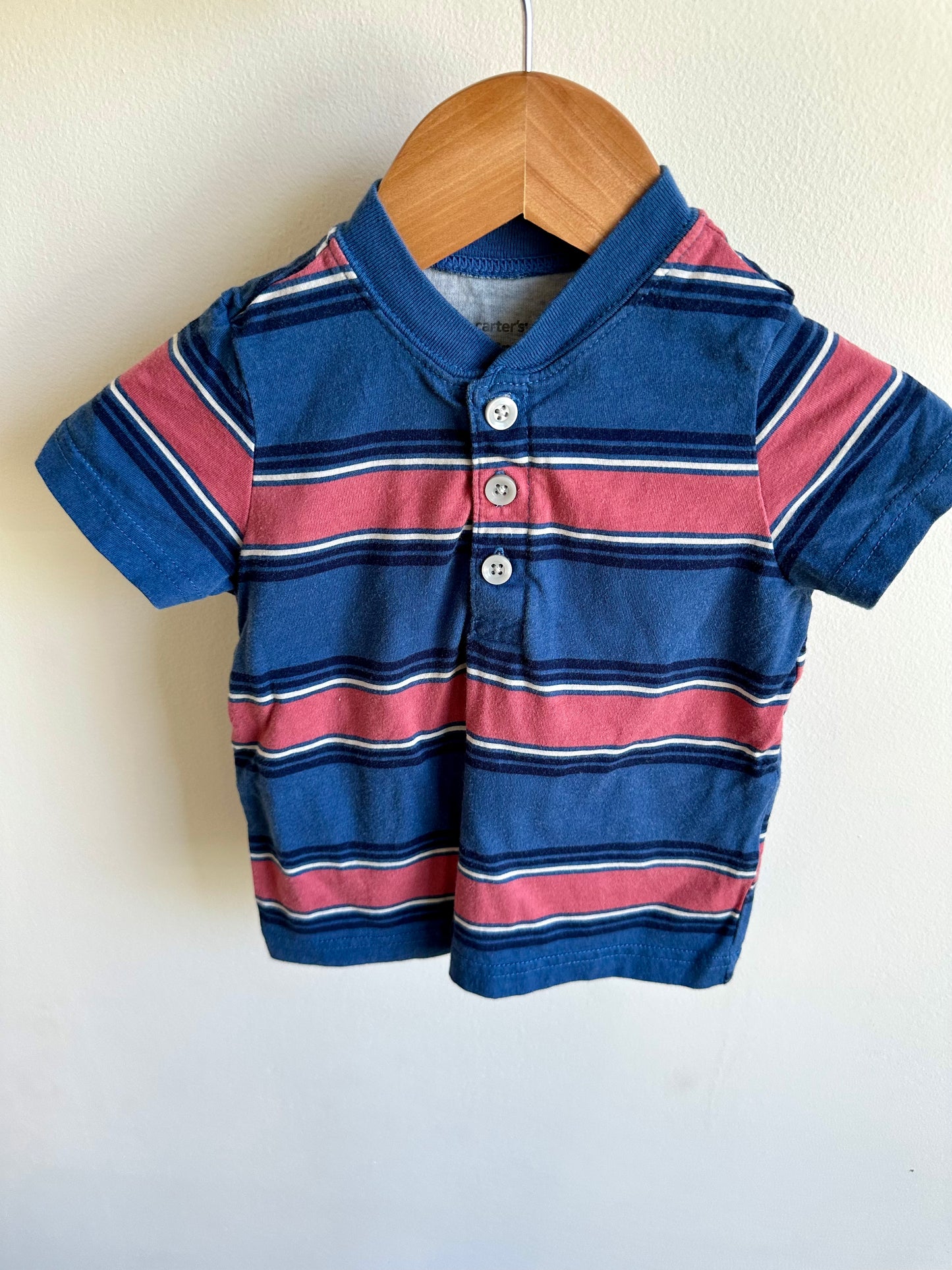 Blue + Salmon Stripes T-Shirt / 18m