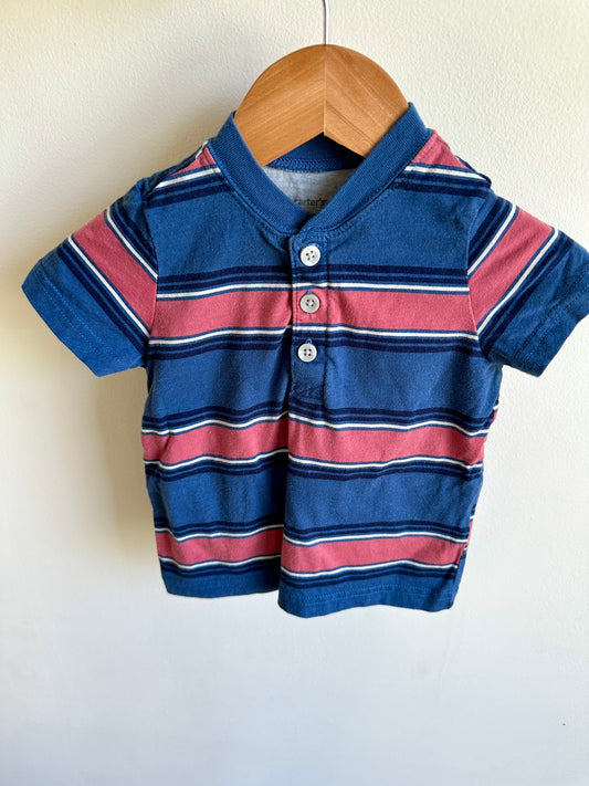 Blue + Salmon Stripes T-Shirt / 18m