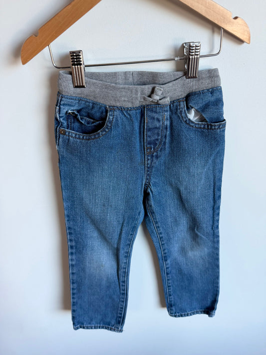 Blue Denim Grey Waistband Jeans / 4T