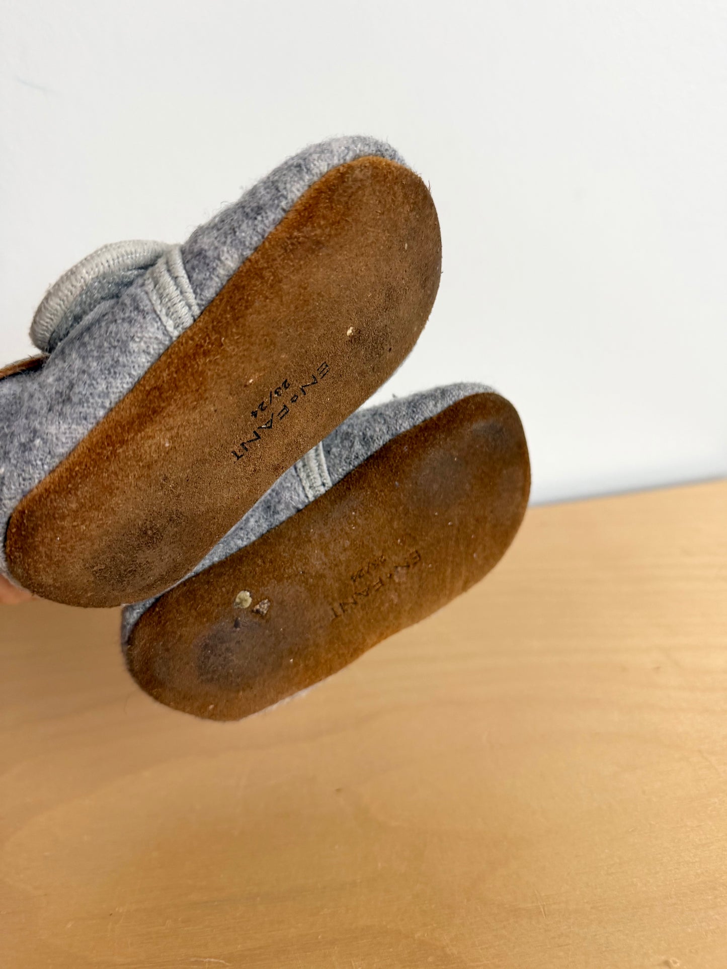Grey Soft Sole Slippers / Size 6.5-8 toddler