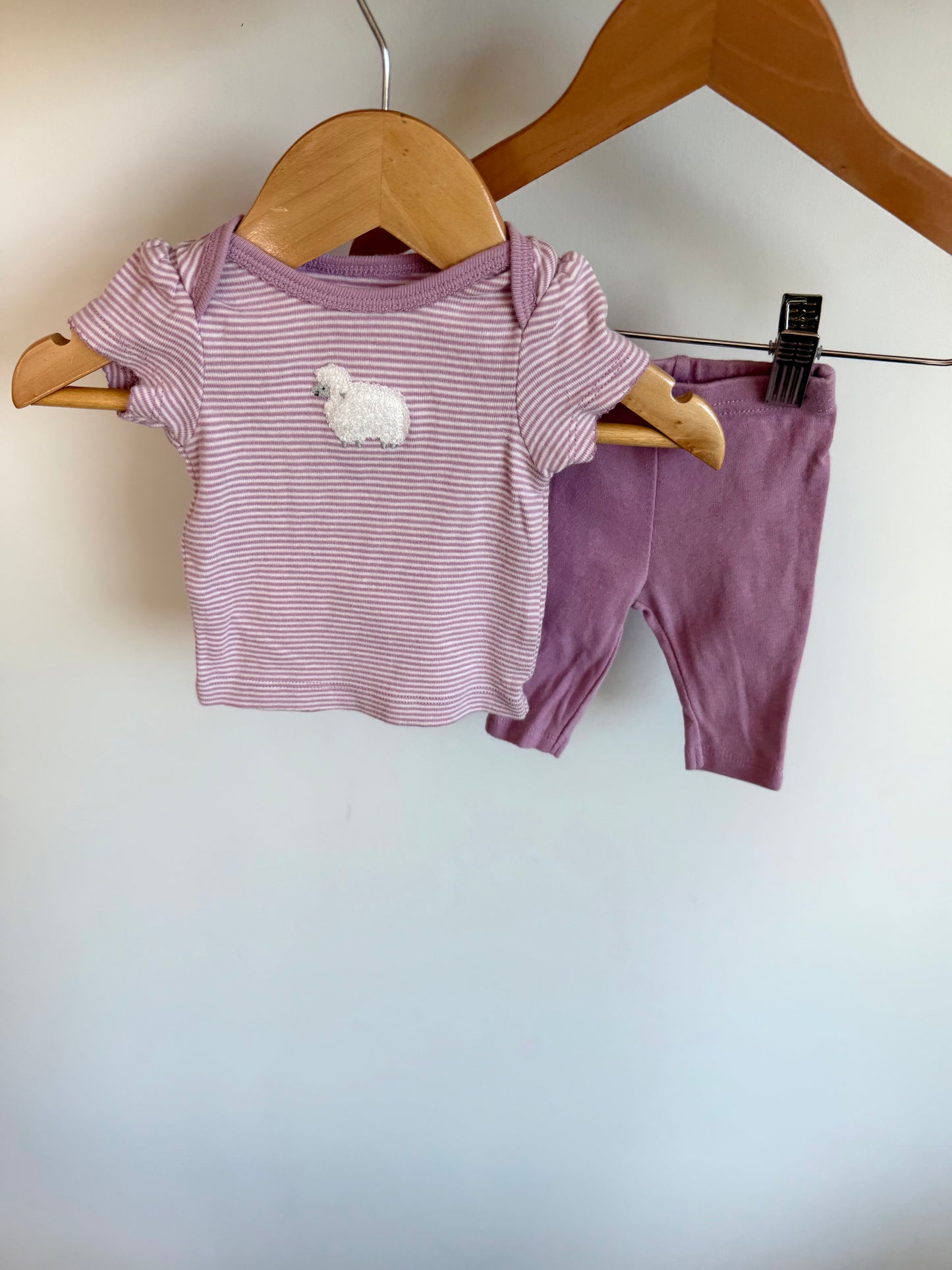 Sheep Striped Top + Pants Set / 0m