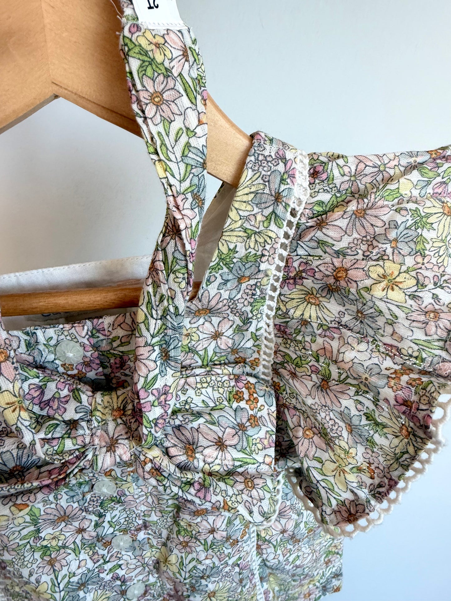 Floral Ruffle Sleeve Top + Headband Set / 2T