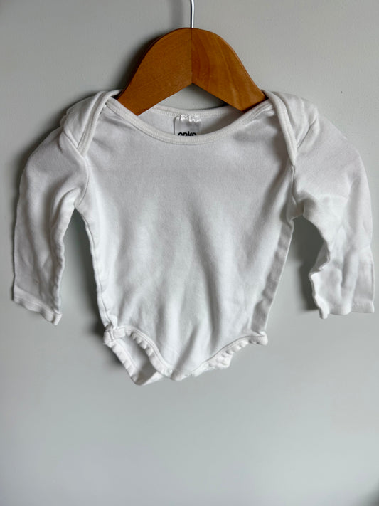 White Long Sleeve Bodysuit / 12-18m