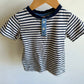 Navy Striped Top Button T-Shirt / 2T