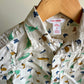White Button Up T-Shirt with Dino Pattern / 2T