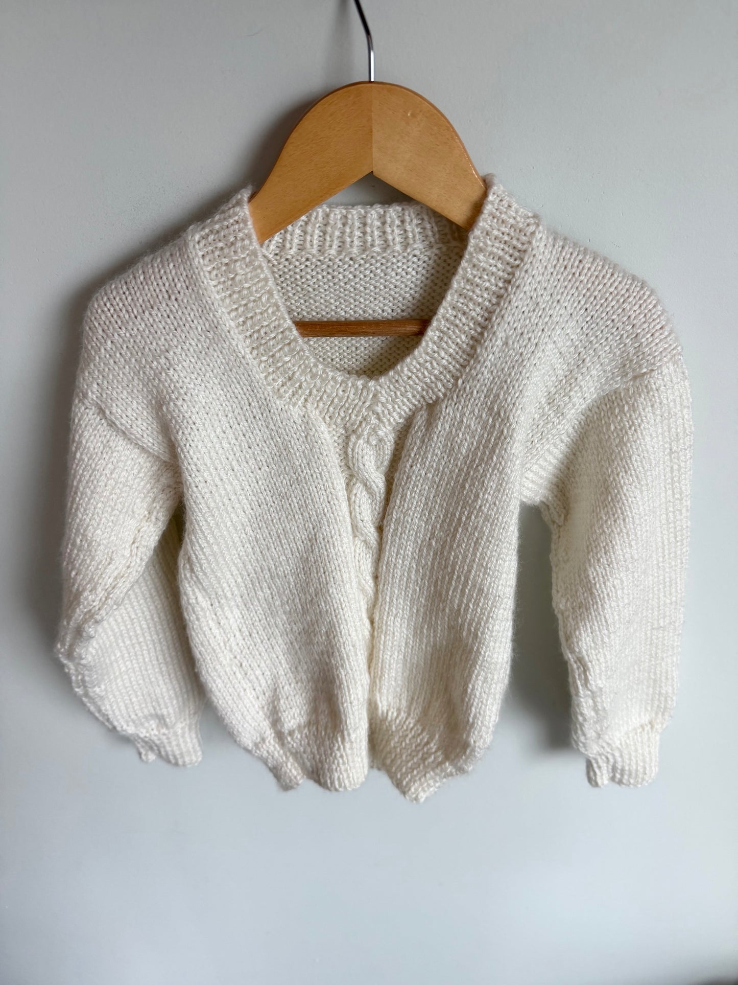 Handmade White Knit Sweater / 3-4T