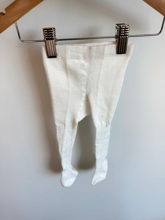 Cable Knit Cream Tights / 6-12m