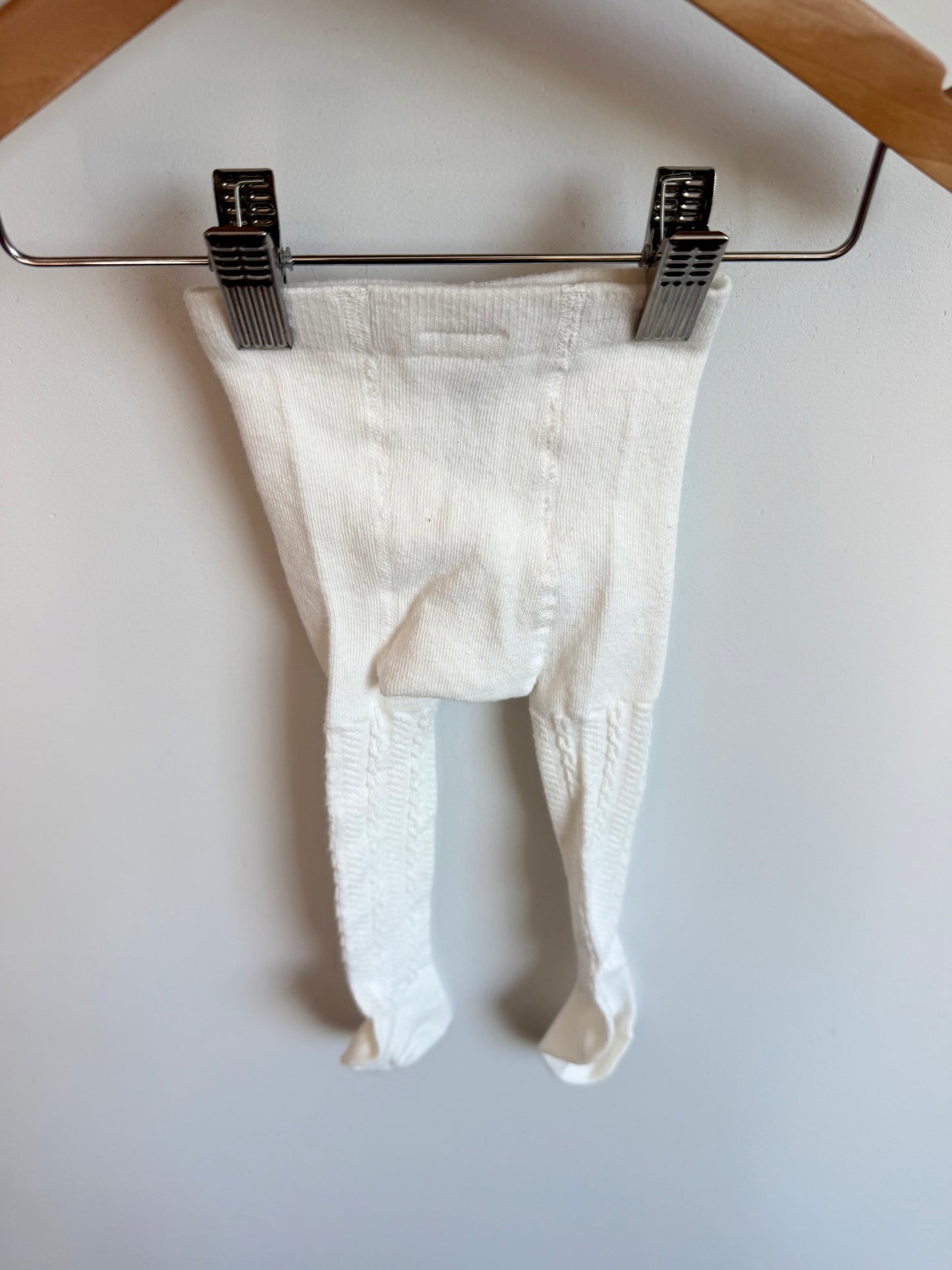Cable Knit Cream Tights / 6-12m