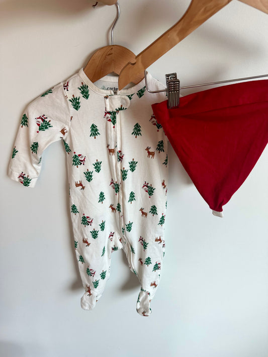 Tree Reindeer Santa Sleeper + Santa Hat / 3-6m