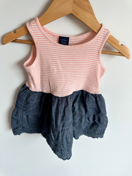 Striped Top + Chambray Bottom Dress / 12-18m
