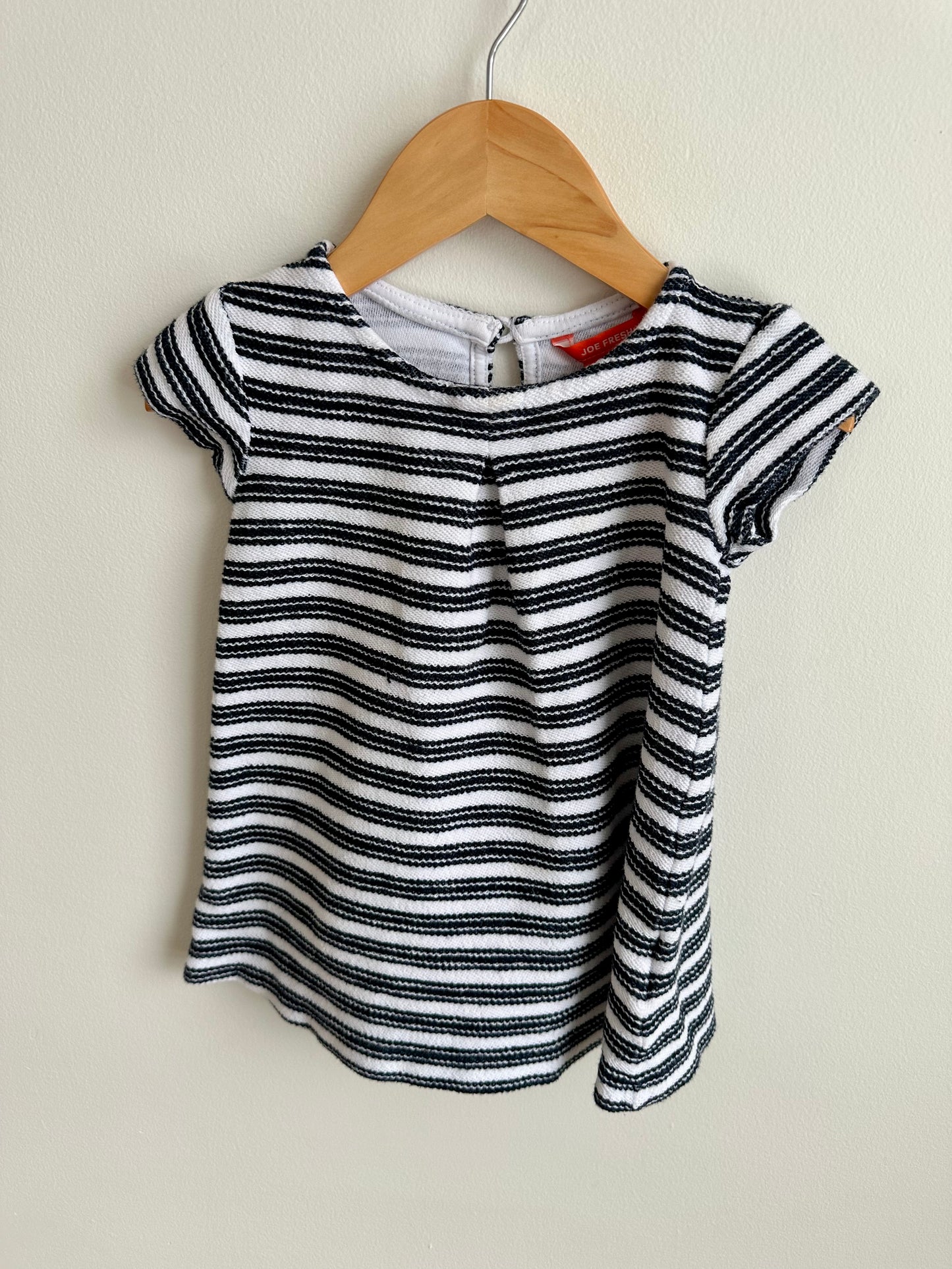 Black + White Striped Dress / 2T