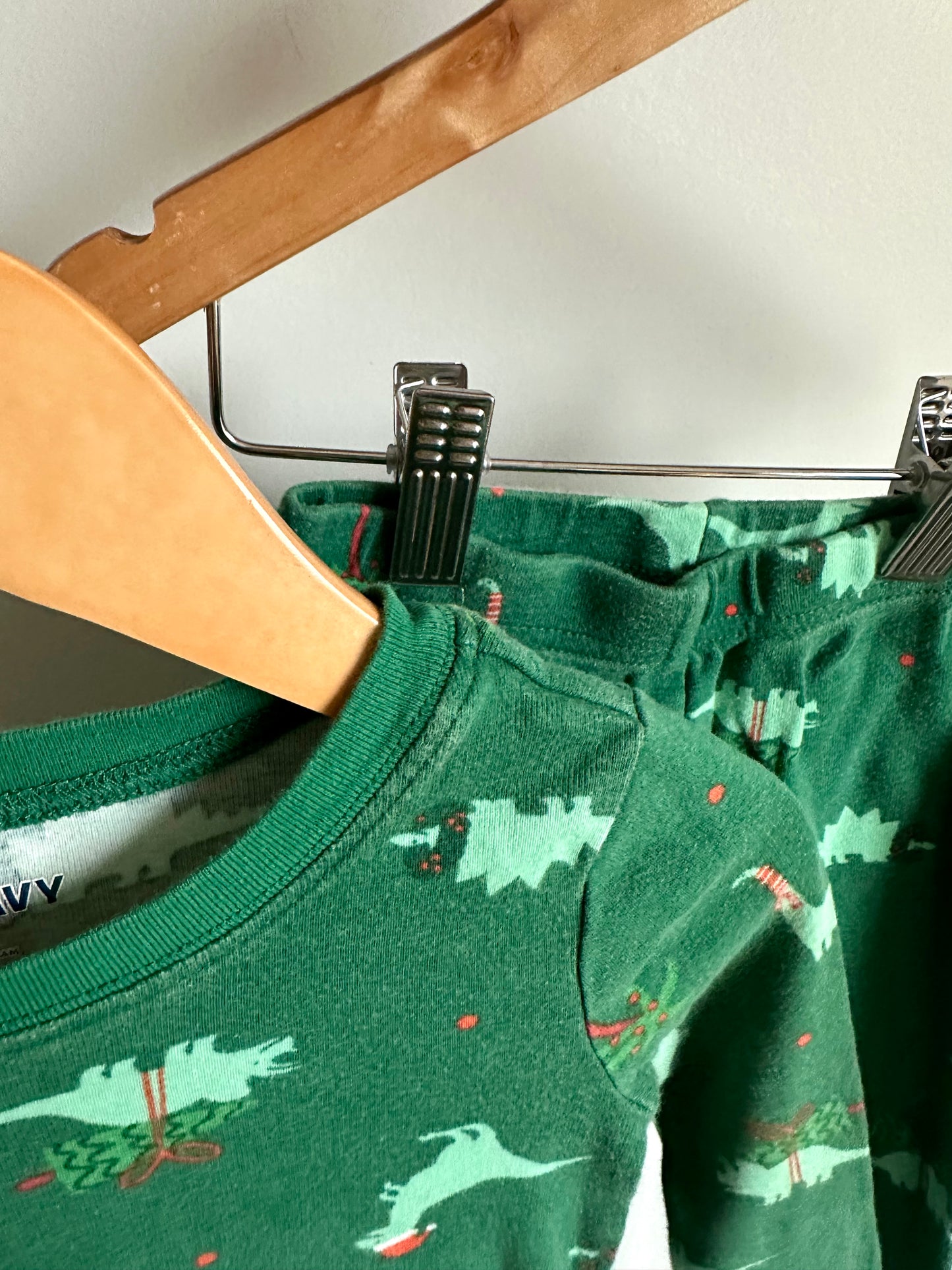 Green Dino Christmas PJ Set / 2-3T
