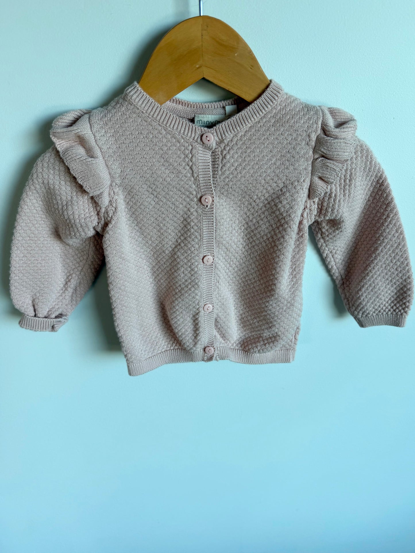 MinyMo Pink Organic Knit Cardigan / 3-6m