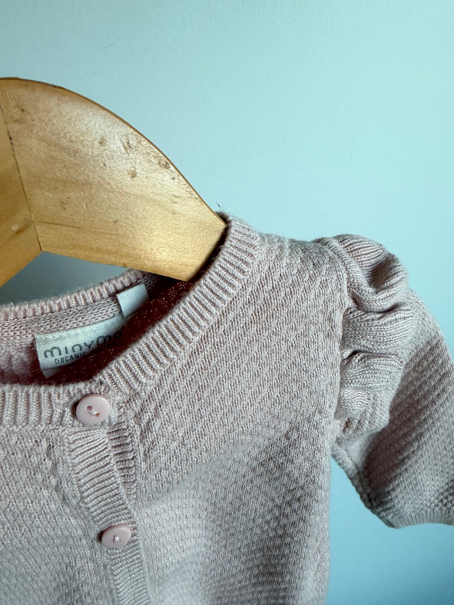 MinyMo Pink Organic Knit Cardigan / 3-6m