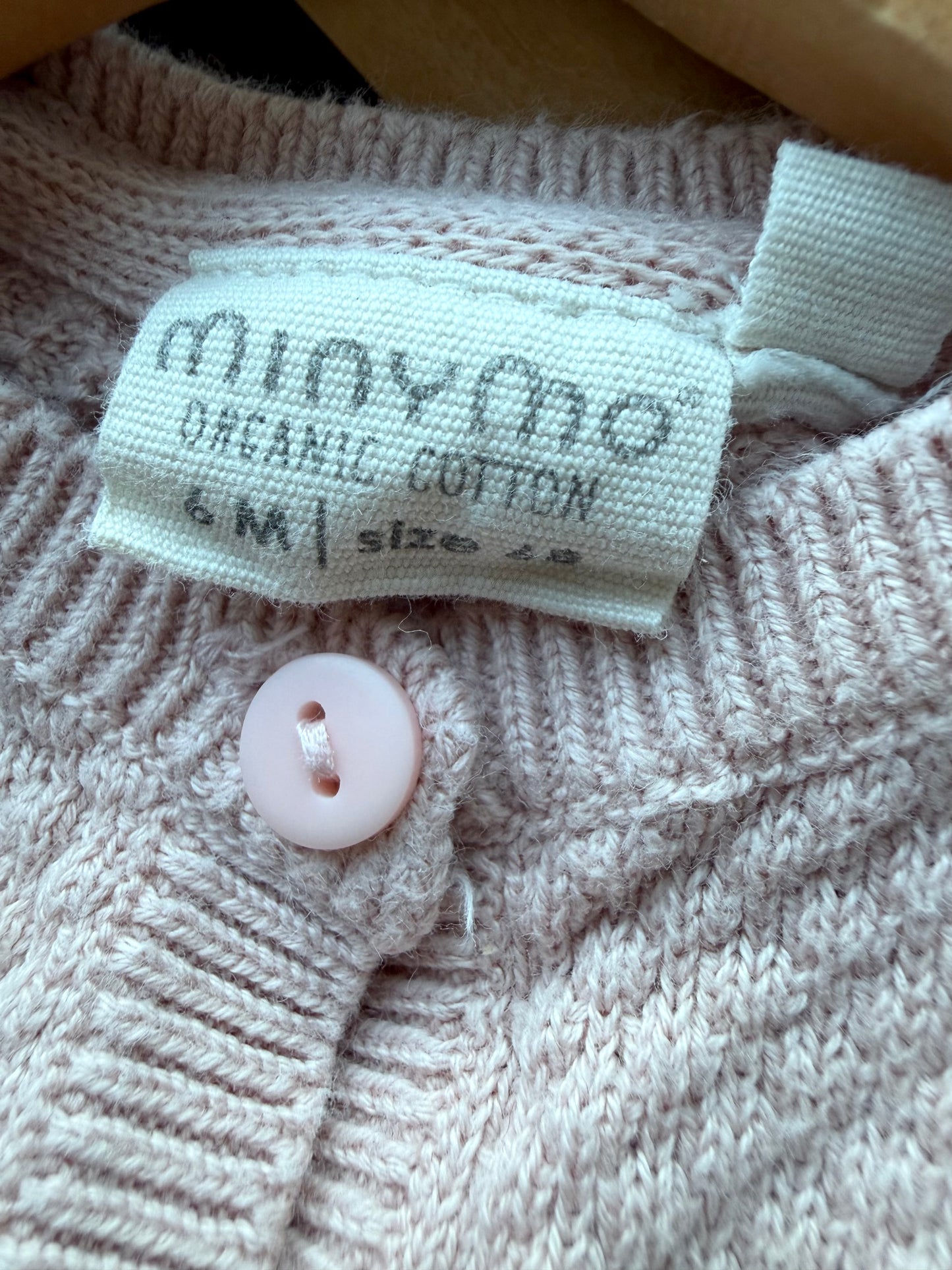 MinyMo Pink Organic Knit Cardigan / 3-6m
