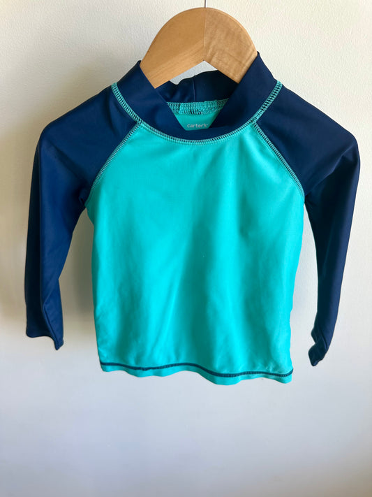 Long Sleeve Two Toned Blue Swim Top / 2T