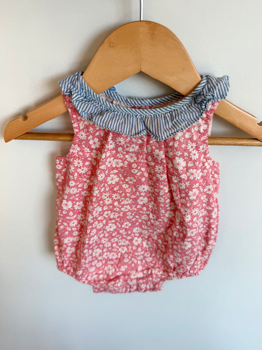 Gap Floral Blue Collar Bodysuit / 3-6m