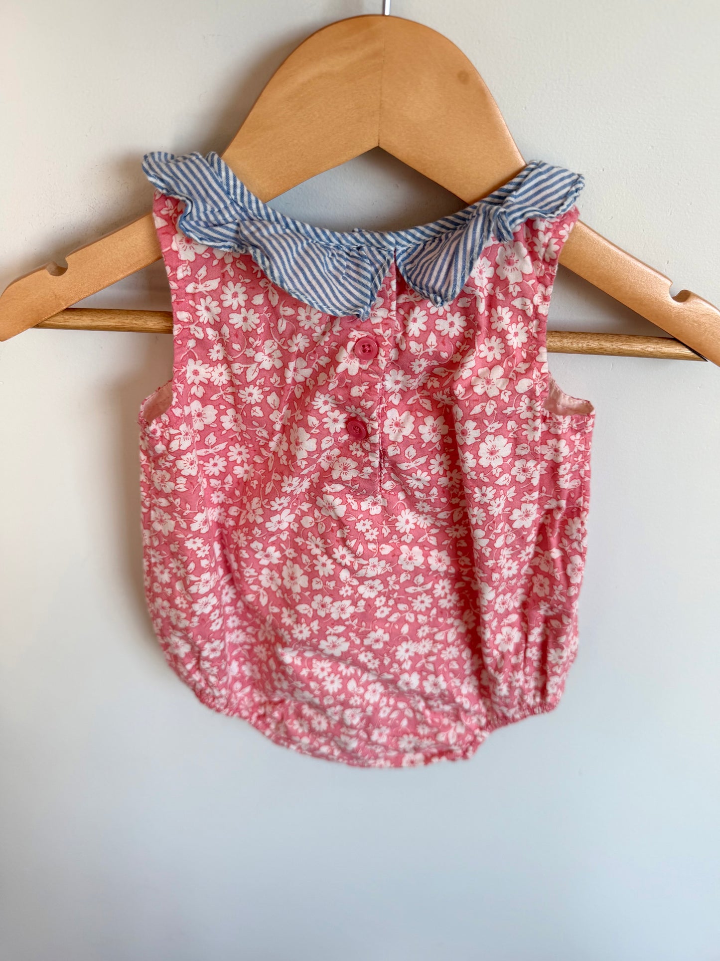Gap Floral Blue Collar Bodysuit / 3-6m