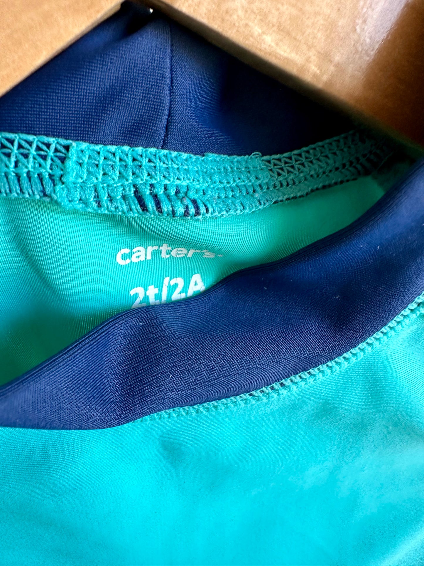 Long Sleeve Two Toned Blue Swim Top / 2T