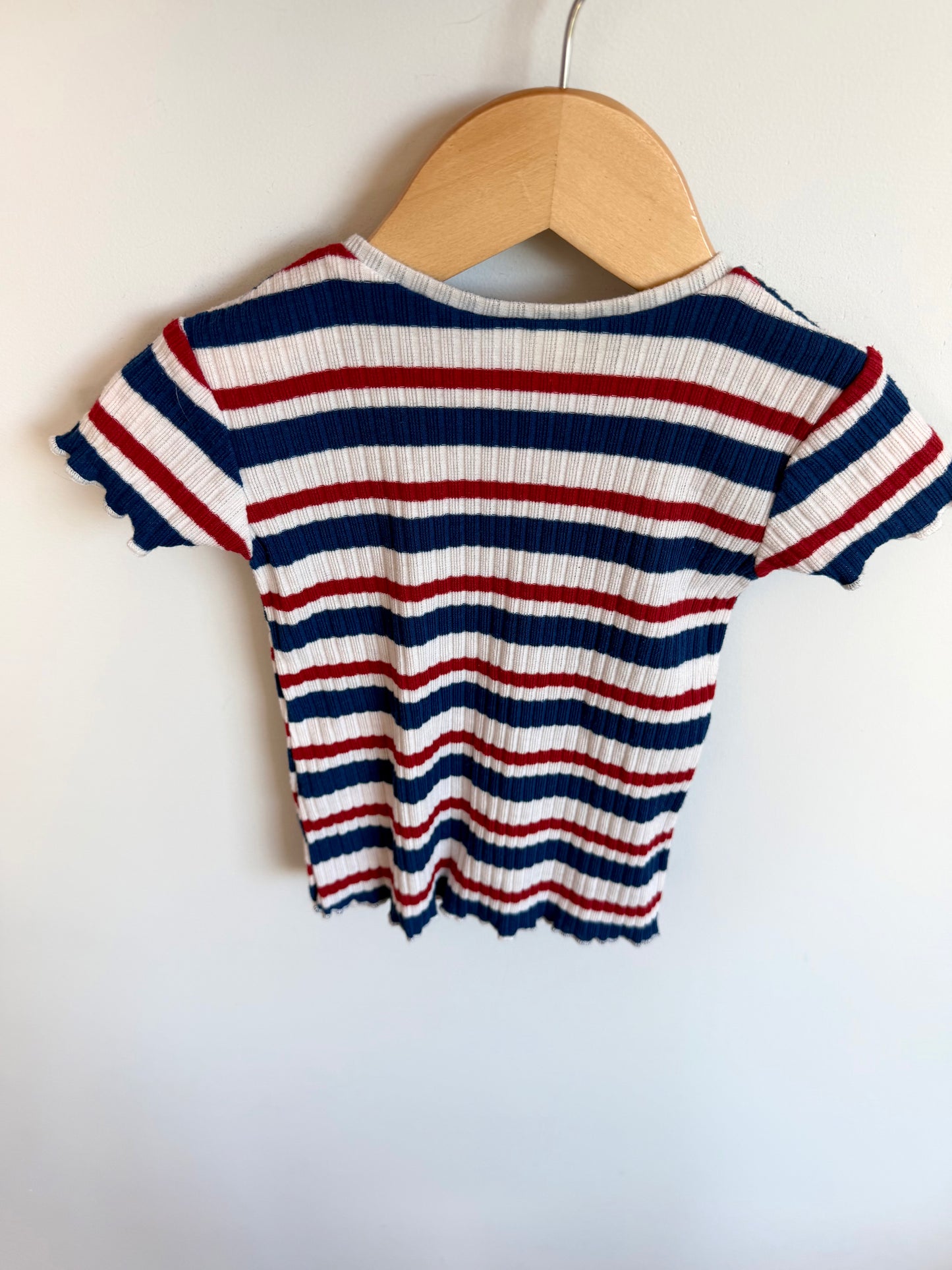 Zara Blue + Red Striped Top / 6-9m