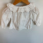 White Scallop Collar Embroidery Flowers Top / 6-9m