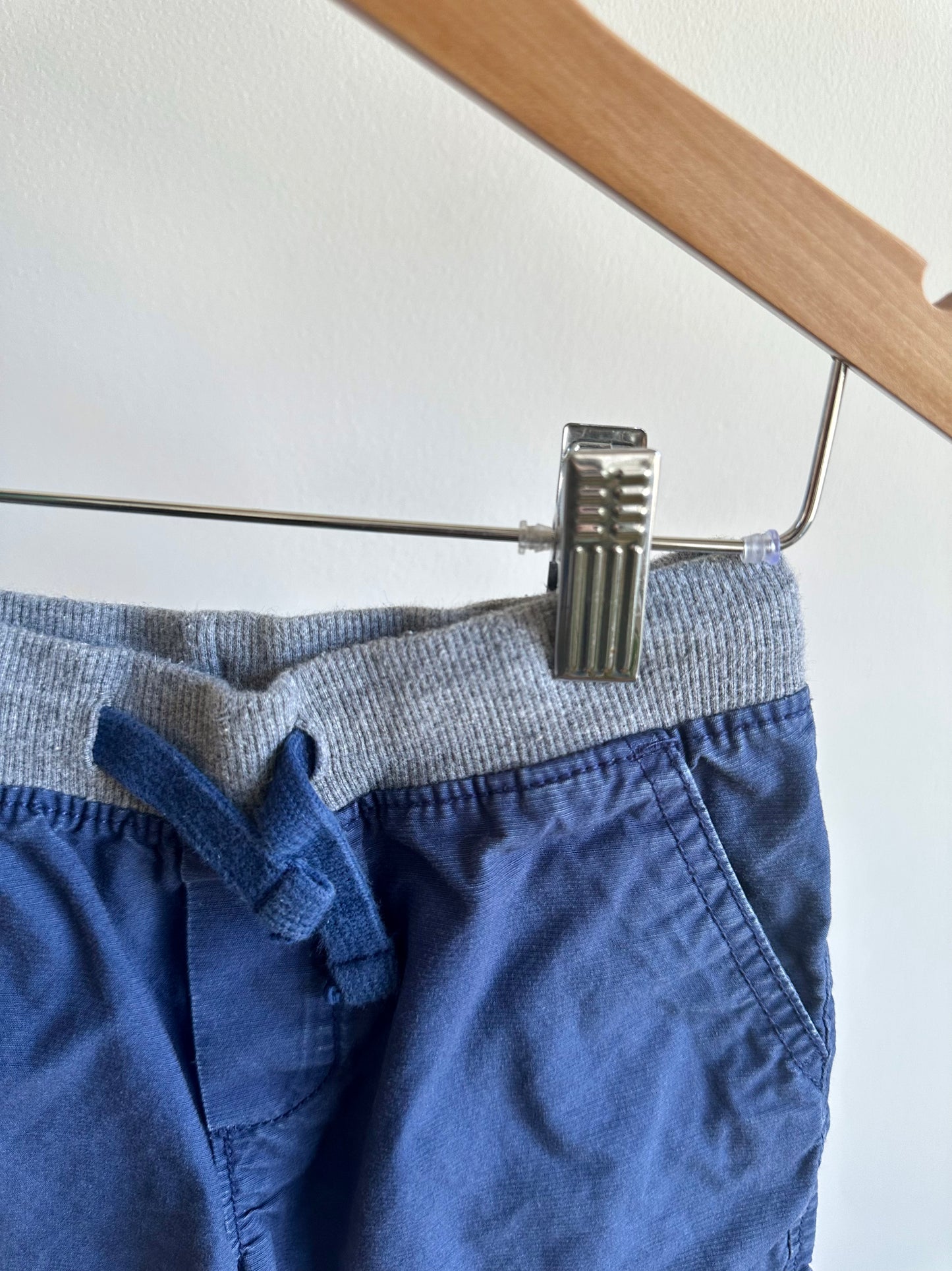 Blue Drawstring Shorts with Grey Waistband / 2T