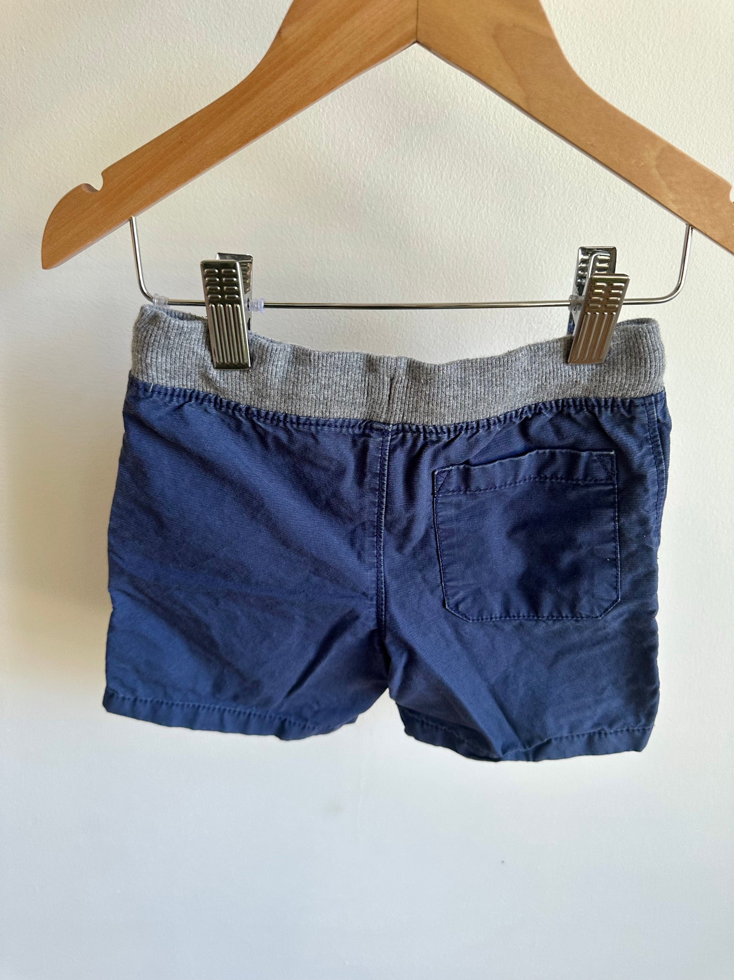 Blue Drawstring Shorts with Grey Waistband / 2T