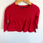 Red Peplum Long Sleeve Top / 3T