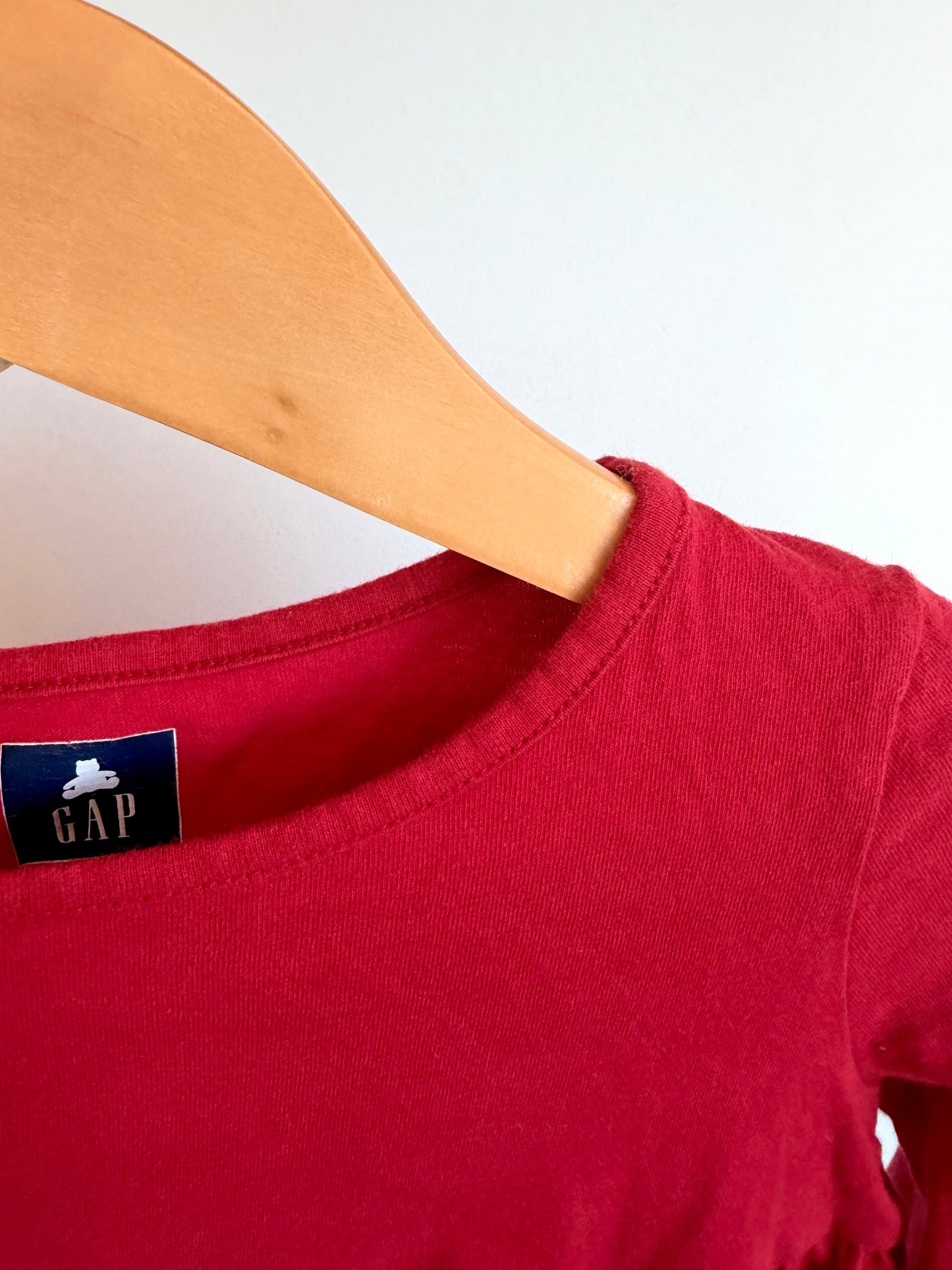Red Peplum Long Sleeve Top / 3T