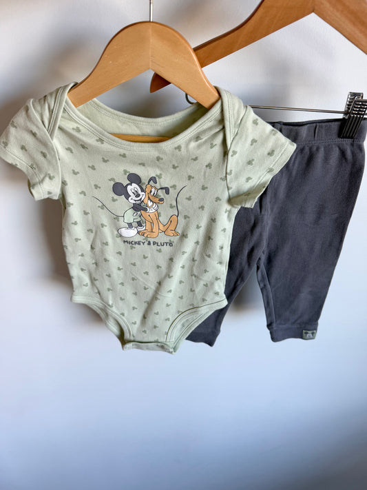 Mickey + Pluto Bodysuit + Pants Set / 12m