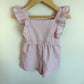 Pink Ruffle Sleeve Striped Romper / 3T