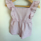 Pink Ruffle Sleeve Striped Romper / 3T