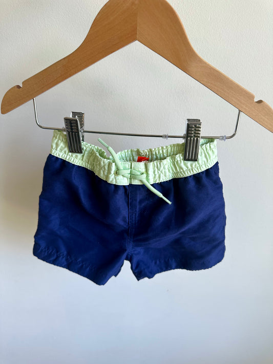 Navy with Green Trim Swim Shorts / 6-12m