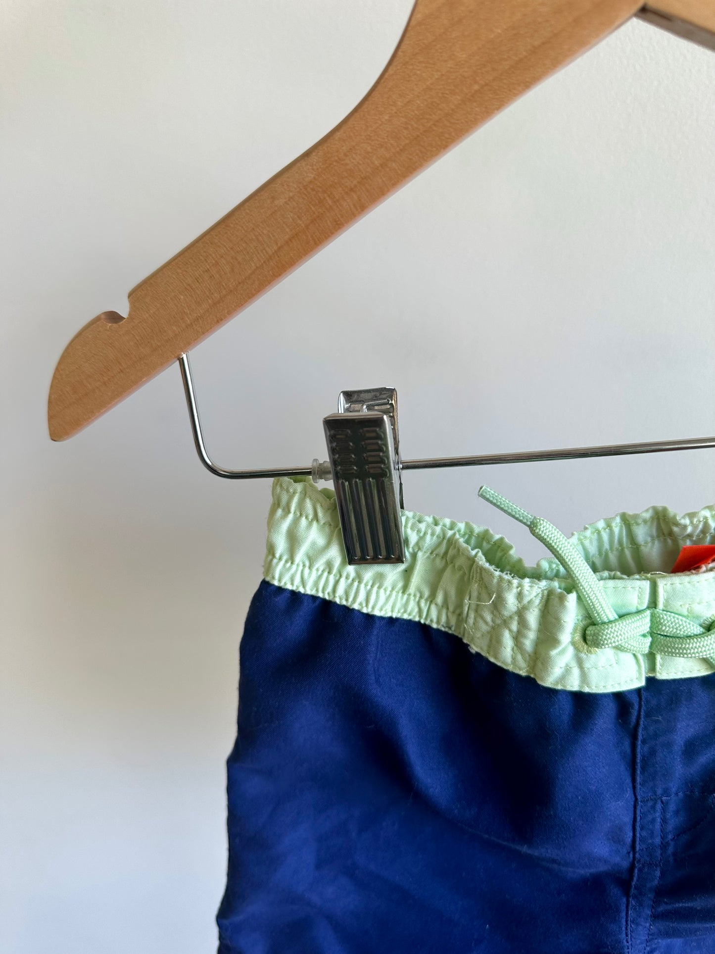 Navy with Green Trim Swim Shorts / 6-12m